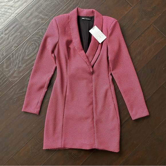 Zara Barbie Hot Pink Houndstooth Blazer Dress NWT! - Picture 1 of 14